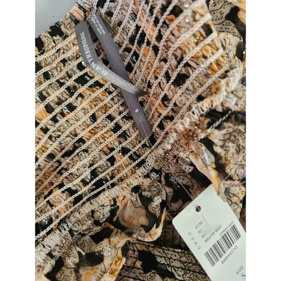 NWD By Anthropologie V-Neck Ruffle Cutout Dress Size S Neutral 9E405 - Picture 9 of 14